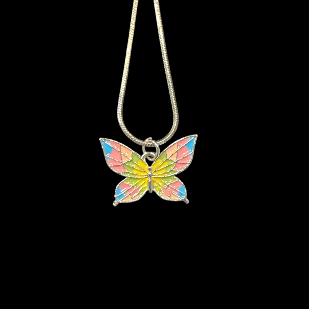 Colorful Butterfly Pendant Necklace